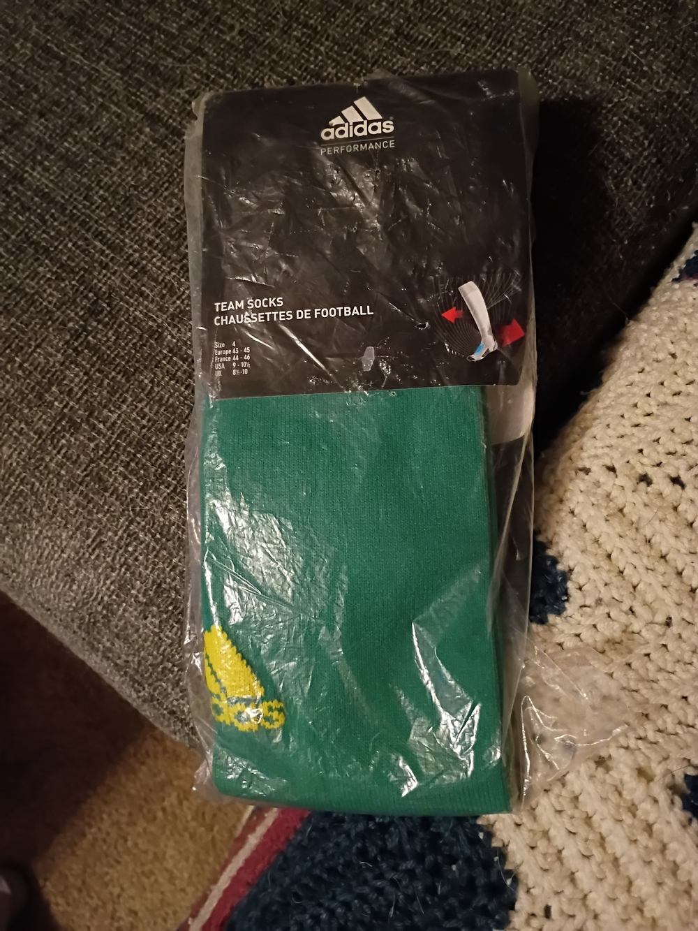 adidas Green Athletic Team Socks with Yellow Logo